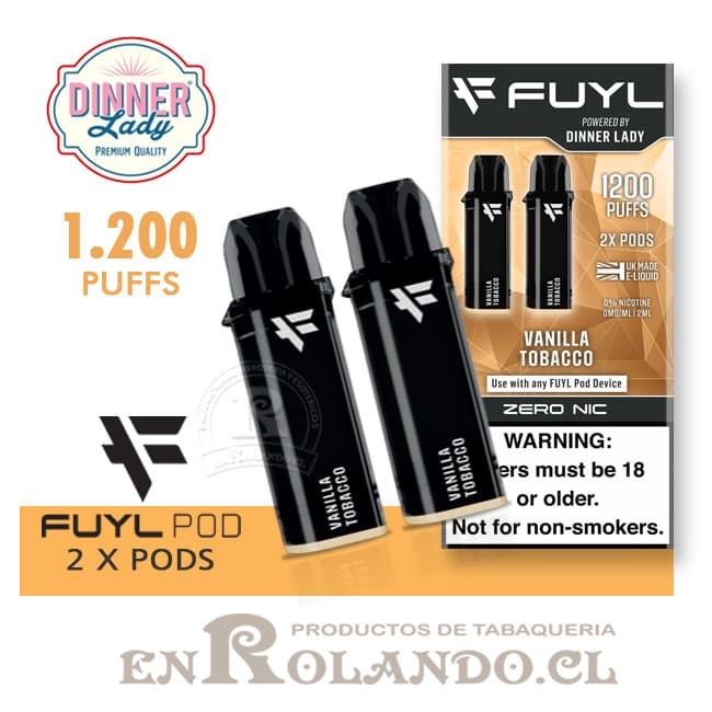 2 Pods para Vape Fuyl - Vainilla-Tabaco 1.200 Puff