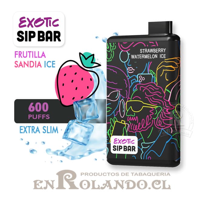 Vape Exotic Sip Bar - Frutilla Sandía ICE 600 Puffs
