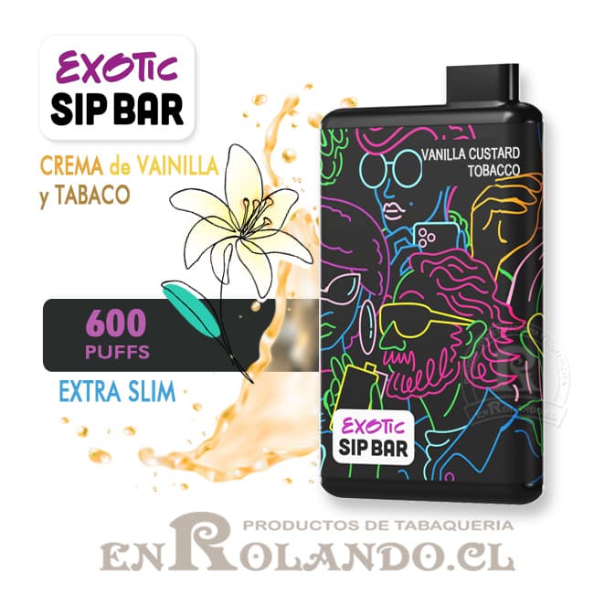 Vape Exotic Sip Bar - Crema de Vainilla y Tabaco 600 Puffs