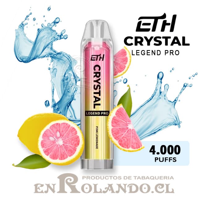 Vape ETH Crystal Legend Pro - Limonada Rosa 4.000 Puffs