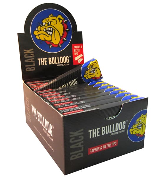 Papelillos The Bulldog Black 1 1/4 + Tips - Display