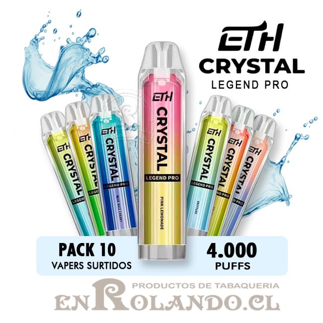 Pack 10 Vapers ETH Crystal Legend Pro Sabores Surtidos - 4.000 Puffs
